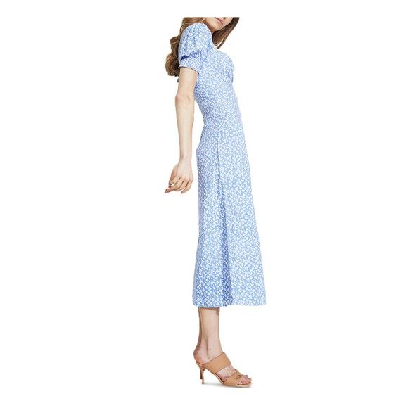 BARDOT Womens Light Blue Cuffs Pouf Sleeve Midi Sheath Dress M - Picture 3 of 4